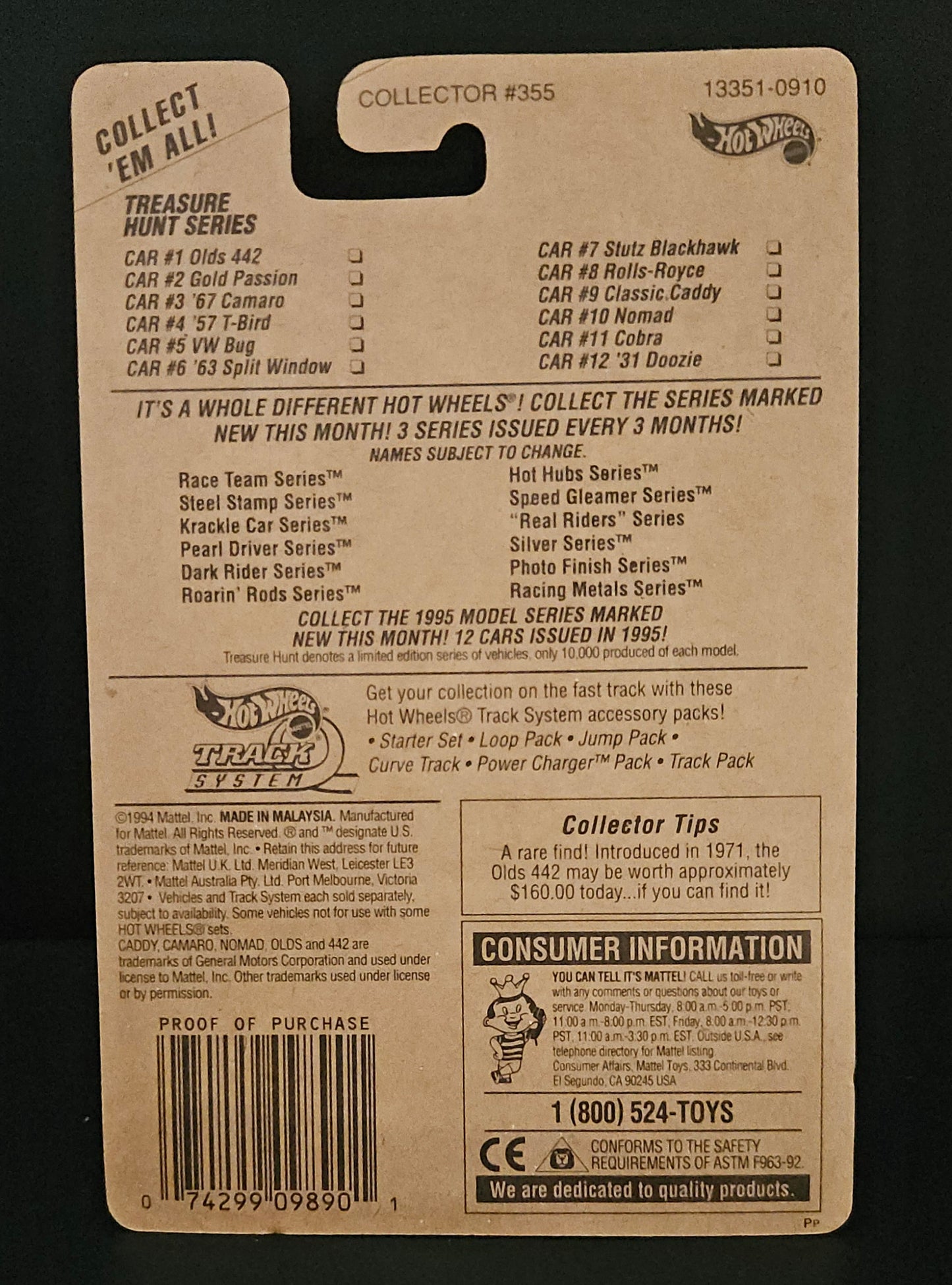Hot Wheels 1995 Treasure Hunt '67 Camaro