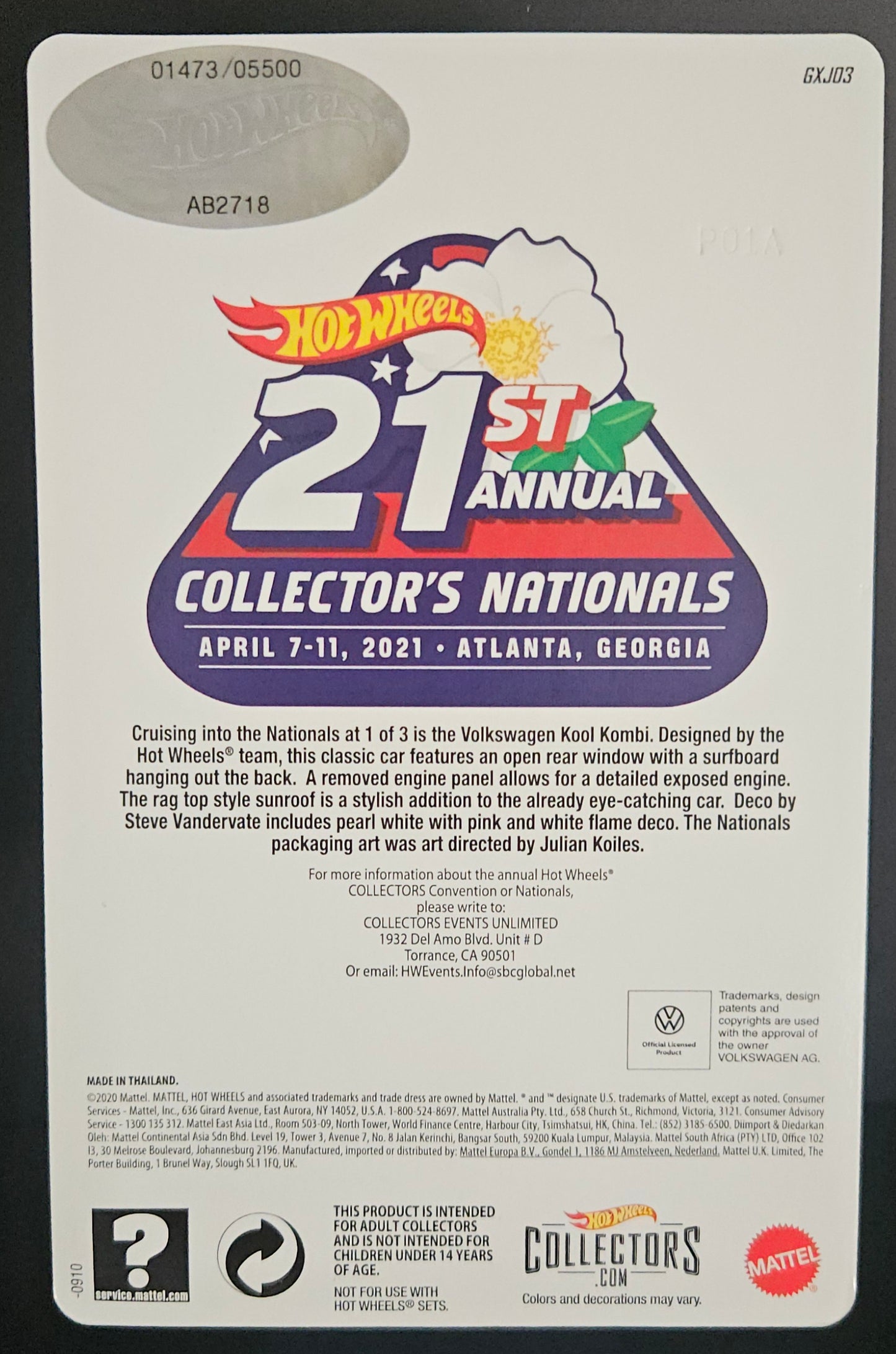 Hot Wheels 21st Nationals Convention Kool Kombi