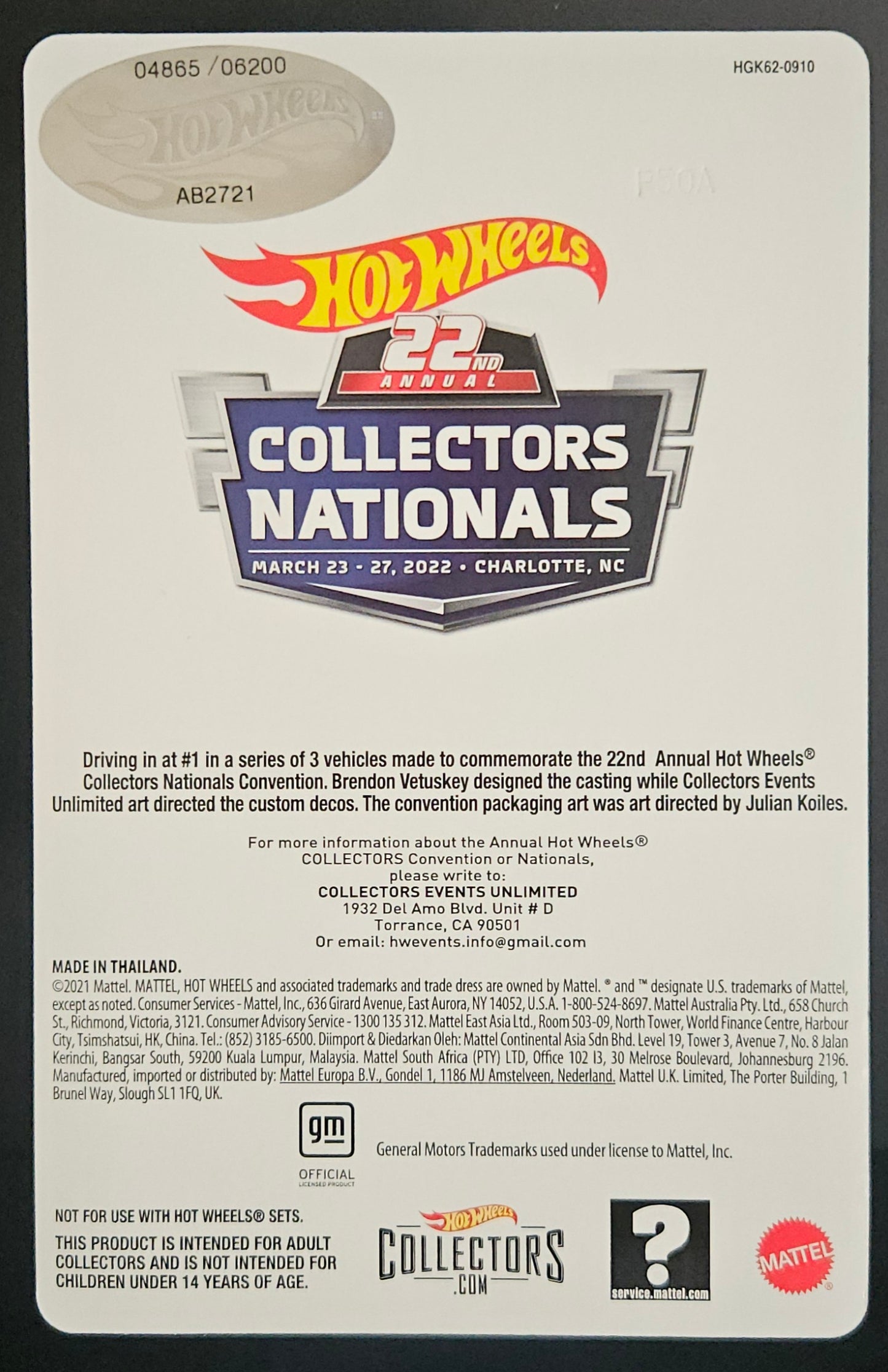 Hot Wheels 22nd Nationals Convention 1970 Chevy Blazer