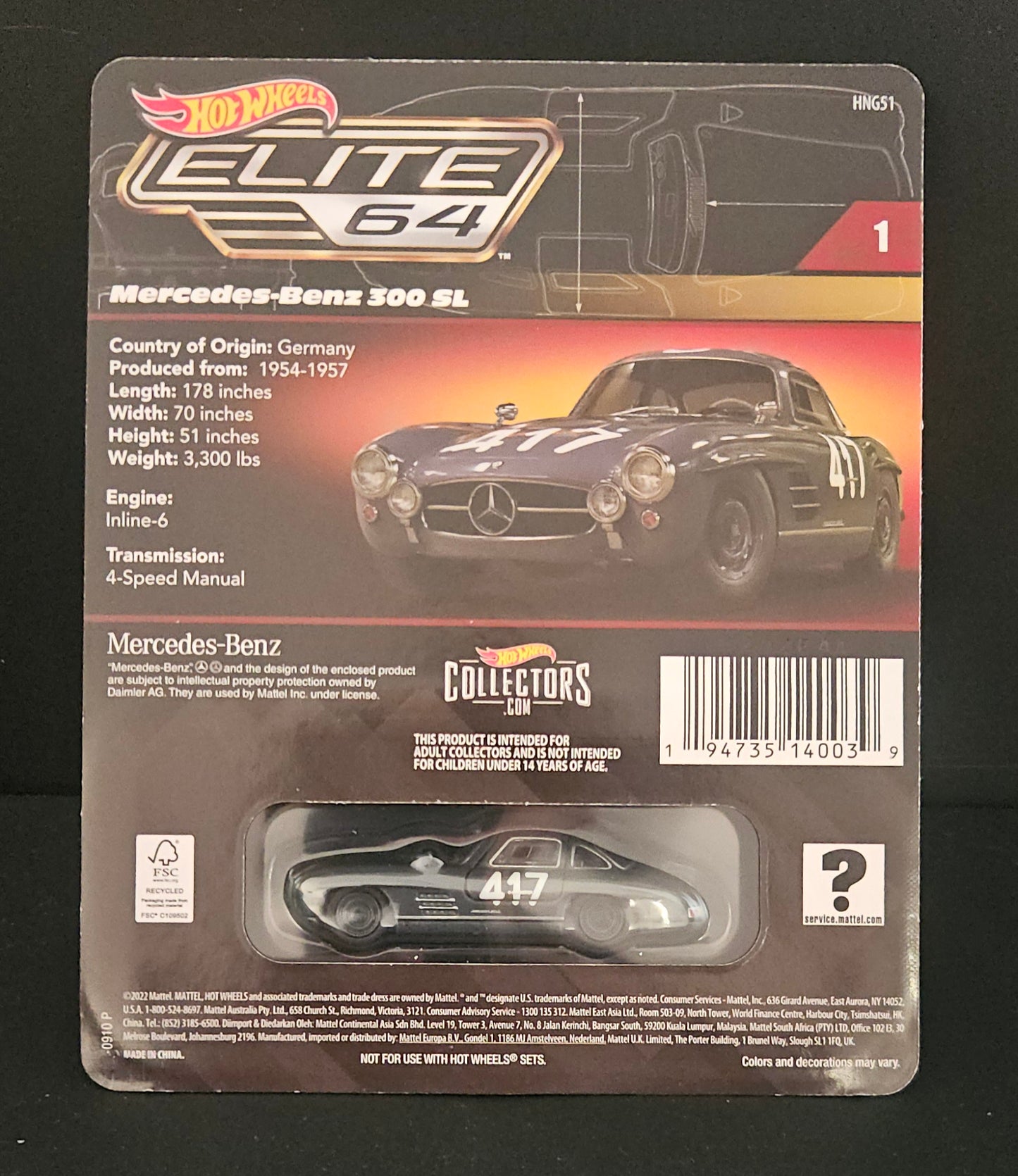 Hot Wheels Elite Modified Mercedes-Benz 300SL