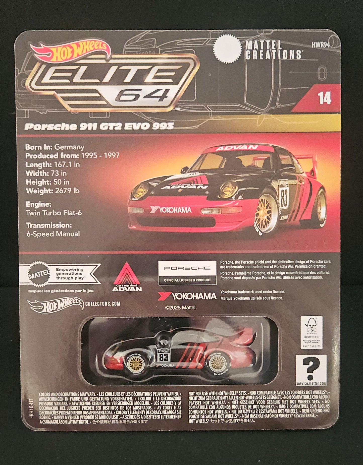 Hot Wheels Elite 64 Porsche 911 GT2 Evo 993