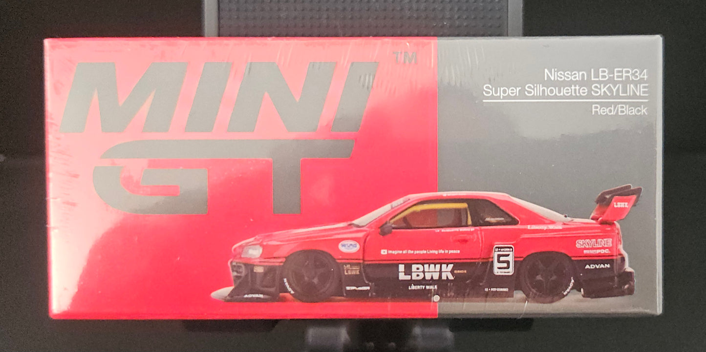 MiniGT Nissan LB-ER34 Super Silhouette Skyline Red #843