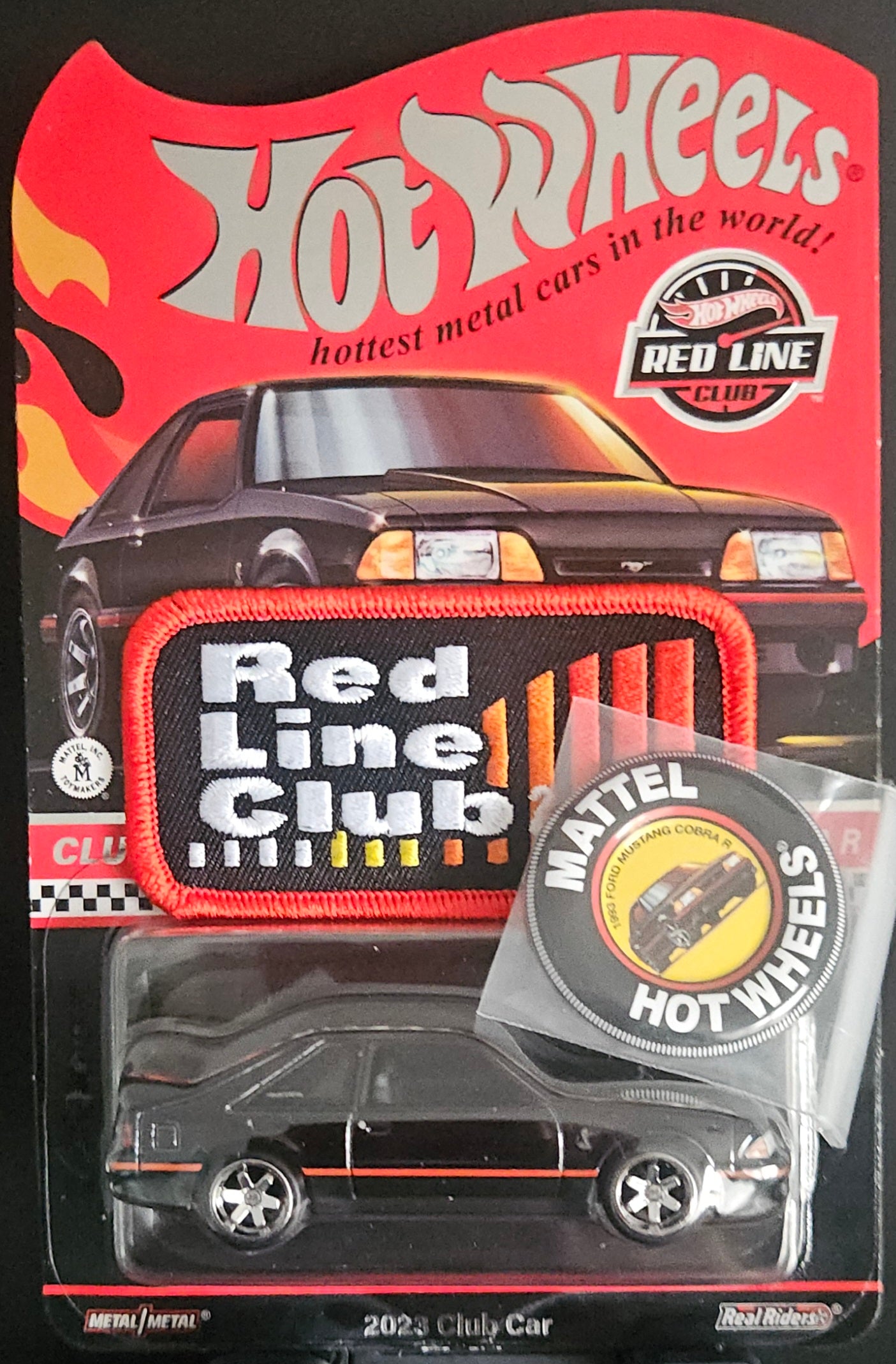 Hot Wheels RLC Black 1994 Ford Mustang Cobra R with Patch and Pin