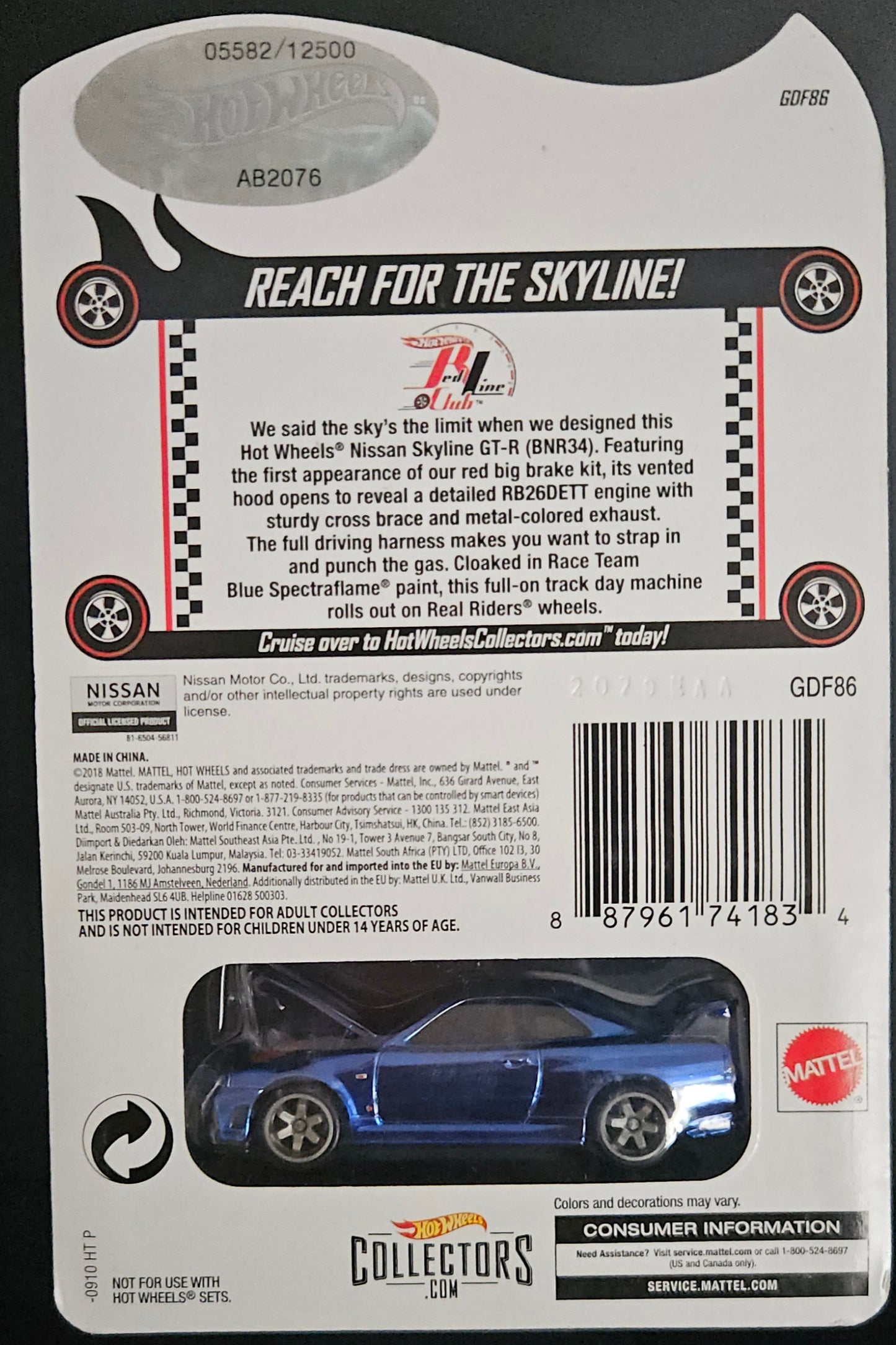 Hot Wheels RLC Blue Nissan Skyline GT-R BNR34
