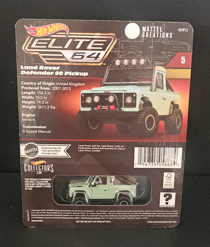 Hot Wheels Elite 64 Land Rover Defender 90 Pickup