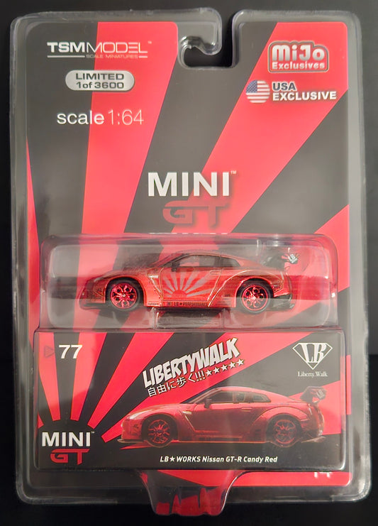 MiniGT MIJO U.S Exclusive Candy Red LB Works Nissan GTR - #77